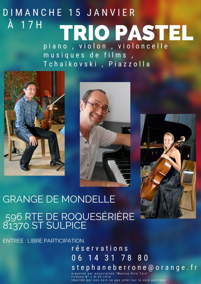 Concert du Trio Pastel le 15/01/2023